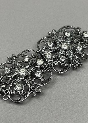Декоративна застібка-гачок для одягу 3,5х7,5 см - графіт #106012