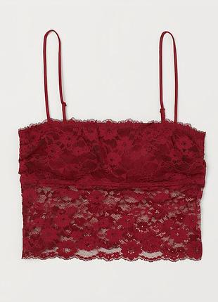 Топ h&m з мереживом бордовий