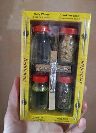 Набор поломника из израиля (свитая вода, масло, ладан, святая земля)