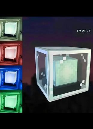 Светильник «маяк minecraft» led rgb (ночник, 12×12×12 см)