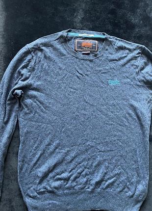 Стильний чоловічий  джемпер superdry vintage orange label (cashmere blend) xl