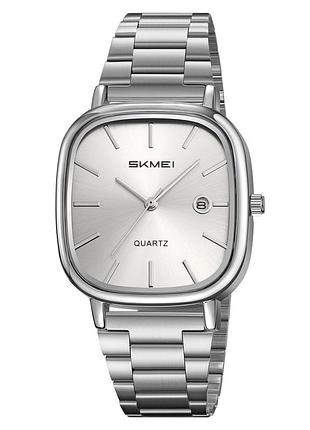 Чоловічий класичний годинник skmei 2551sisi all silver із металевим браслетом та календарем