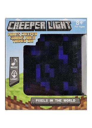 Светильник minecraft — обсидиановый сенсорный led ночник с 3 уровнями яркости (7.5×7.5×7.5 см)
