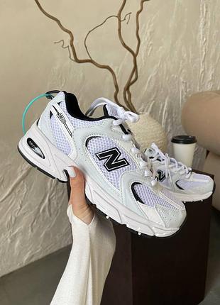 Женские кроссовки new balance 530 white black консульт белого беланс белого с черными цветами
