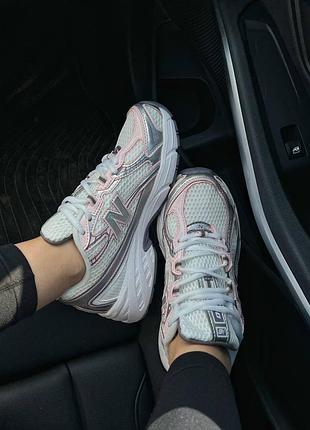 Жіночі кросівки new balance 740 white silver pink нью беланс білого з сріблястим та рожевим кольорів