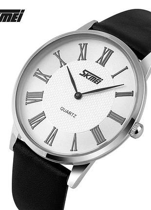 Мужские наручные часы skmei 9092wtbk-b классические часы white-black(man) кварцевый механизм