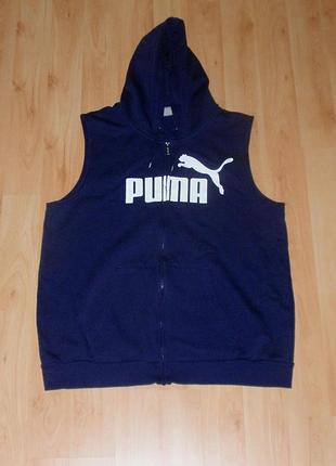 Тёмно синяя безрукавка/жилетка-худи puma gillet hoodie training big logo under era original xl-xxl(2xl) nike x jordan