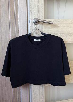 Черный свободный топ zara s