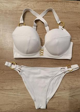 Раздельный купальник секси, золотые кольца, пуш ап, 75dd, 75e, 70e, 70f, ann summers