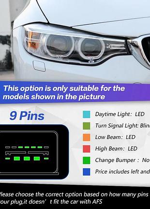 Світлодіодні передні фари з лінзами проектора та angel eyes для bmw f32/f33/f36/f80 4 серії (2012–2019), 425i/428i/430i/435i, drl