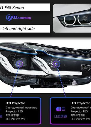 Светодиодные передние фары для bmw x1 f48/f49 (2017–2021) ксеноновые фары
