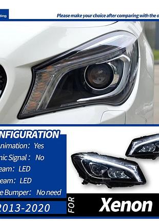 Передние светодиодные фары с проекционными линзами для mercedes-benz w117 cla-class (2014–2018) ксеноновые фары