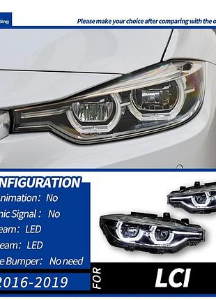 Модернизированные светодиодные фары с линзами и angel eyes для bmw f30/f35 3 серии (2012–2019), 318i/320i/325i led фары