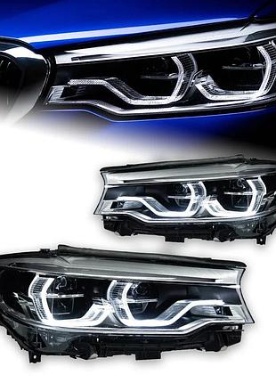 Світлодіодні передні фари з drl та сигнальними лампами для bmw 5 серії g30 (2017–2020)