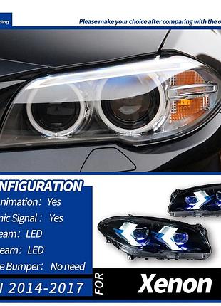 Передние светодиодные фары с проекционными линзами и drl для bmw 5 серии f10/f18 (2010–2017) 2014-2017