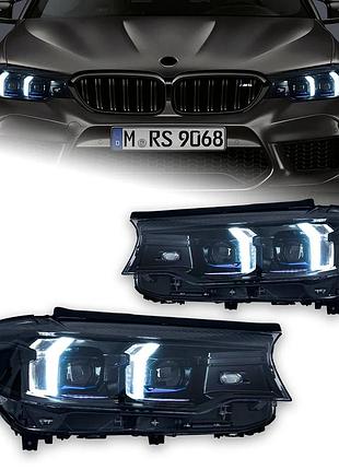 Светодиодные передние фары для bmw g30 (2017–2023) с проекционными линзами, drl и сигнальной подсветкой