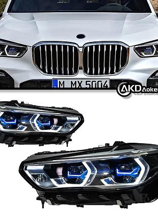 Светодиодные передние фары для bmw x5 g05 (2019–2022) с динамическими поворотниками и адаптивной подсветкой