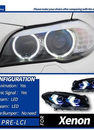 Передние светодиодные фары с проекционными линзами и drl для bmw 5 серии f10/f18 (2010–2017) 2010-2013 xenon