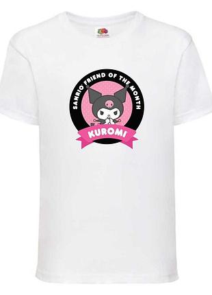 Футболка хеллоу китти куроми (kuromi hello kitty 004) белая, 98-104-116-128-140-152-164 размер