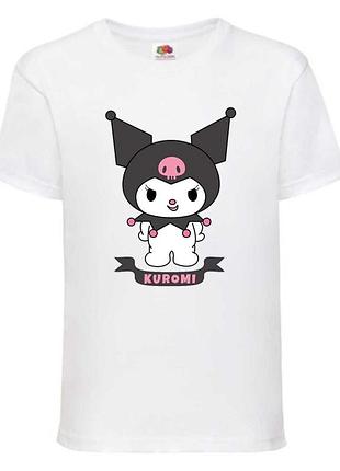 Футболка хеллоу китти куроми (kuromi hello kitty 006) белая, 98-104-116-128-140-152-164 размер