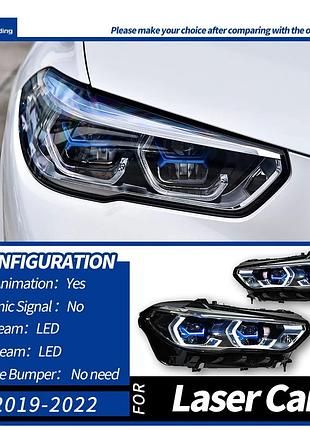 Светодиодные передние фары для bmw x5 g05 (2019–2022) с динамическими поворотниками и адаптивной подсветкой laser фары