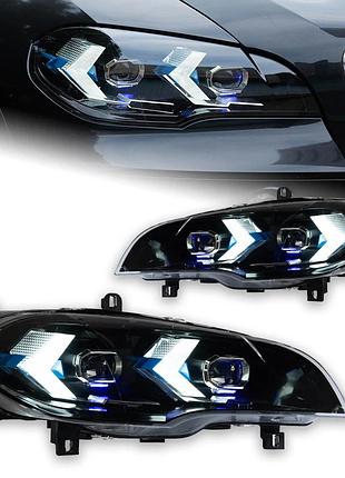 Светодиодные передние фары для bmw x5 e70 (2007–2013) с проекционными линзами, ангельскими глазками и drl