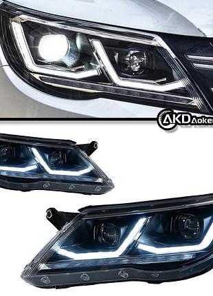 Передние фары для volkswagen tiguan 2007–2012 — led модернизация с линзами проектора и дхо