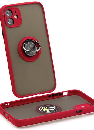 Чехол fiji colorframe для apple iphone 11 матовый бампер с кольцом подставкой red