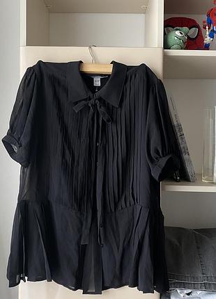 Блуза чёрная karl lagerfeld x h&m с завязками бант