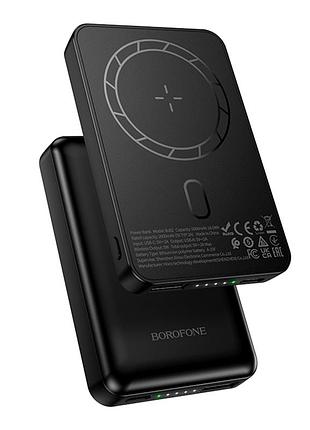 Power bank borofone bj82 dawn 5000 mah 5w type-c usb чорний abs пластик для бездротового заряджання смартфонів
