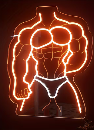 Крутая неоновая вывеска «атлет» 🟠 оранжевый led декор для gym/home