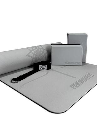 Набор для йоги и фитнеса easyfit polarity set pro (stone) (коврик, блоки и ремень) серый ef-2421s-gybk