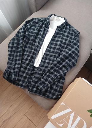 Сорочка allsaints темно-синя клітинка  premium