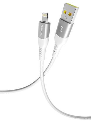 Кабель usb lightning 12w 1.2м белый плетёный нейлон для зарядки и передачи данных ridea rc-us42
