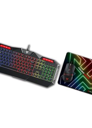 Игровой комплект 3в1 fantech p31 клавиатура 104 кнопки мышь 8000 dpi коврик черный