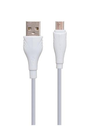Кабель usb micro 1 м білий borofone bx18 для заряджання та синхронізації пластик метал