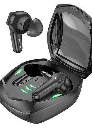 Блютуз стерео гарнитура hoco ew28 10мм 40mah черный для игр и музыки с зарядным кейсом type-c