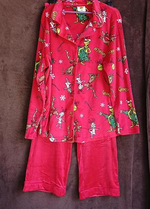 Костюм женский домашний теплый, велюр, grinch, xl, 2xl, батл