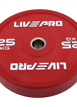 Бамперные диски резиновые bumper plates liveup lp8332-25 ø50.5мм 25кг красный