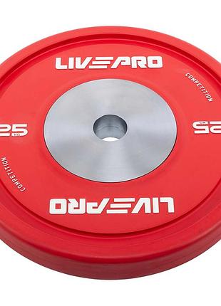 Бамперные диски резиновые bumper plates liveup lp8335-25 ø50.5мм 25кг красный