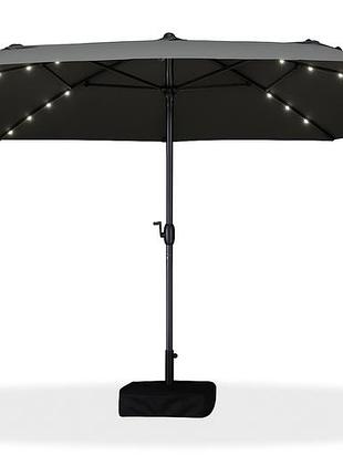 Тройной садовый зонт wcg с led-подсветкой и солнечной панелью 270×460 см (чёрный)