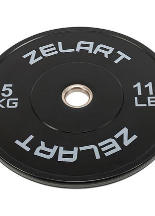 Бамперные диски резиновые bumper plates zelart ta-4790-5 51мм 5кг черный-серый