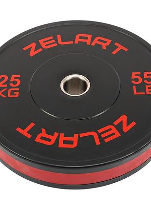 Бамперные диски резиновые bumper plates zelart ta-4790-25 51мм 25кг черный-красный