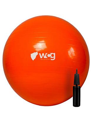 Мяч для фитнеса (фитбол) wcg 55 anti-burst 300кг оранжевый + насос