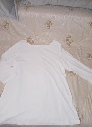 Білий, якісний, класичний лонгслів, футболка 3/4 рукави.оригінал. 48-50 розмір.