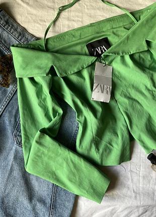 Новий зелений жакет з відкритими плечима від zara 3