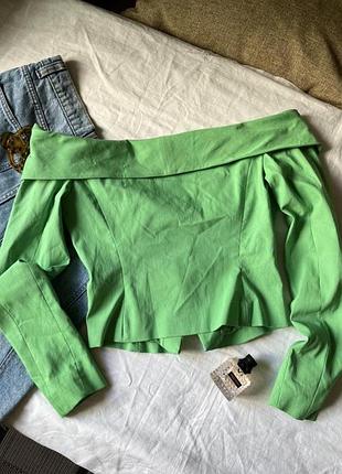 Новий зелений жакет з відкритими плечима від zara 6