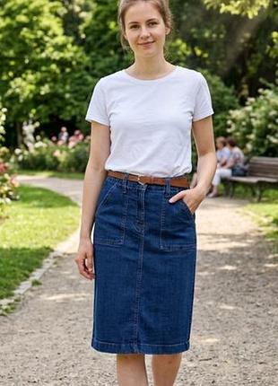 Джинсовая миди юбка m&s denim since 1959