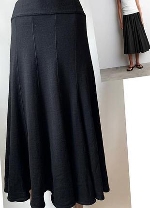Merino wool black skirt чорна спідниця міді sem per lei