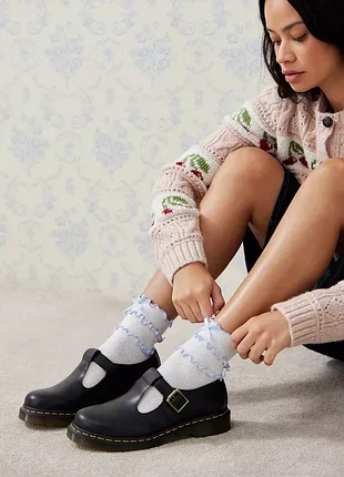 Женские сандалии, туфли dr. martens polley black smooth mary jane